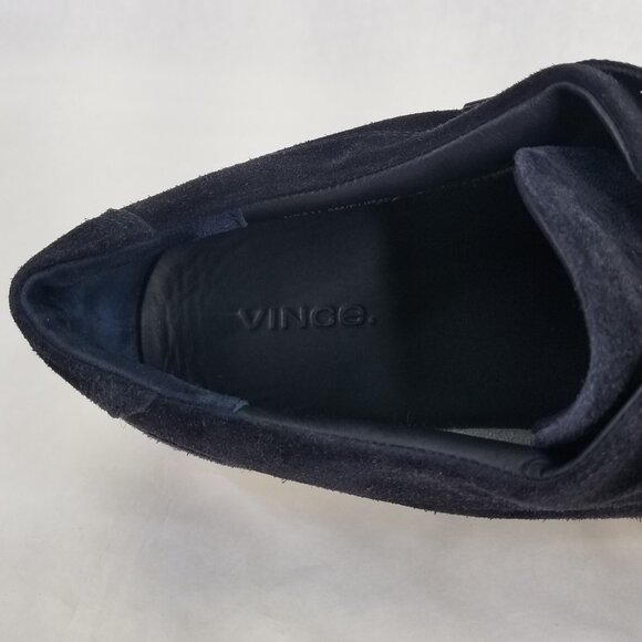 VINCE Suede Lace Up Sneaker Men's 11.5 Fullington Navy Platform Low Top Shoe - Picture 11 of 14